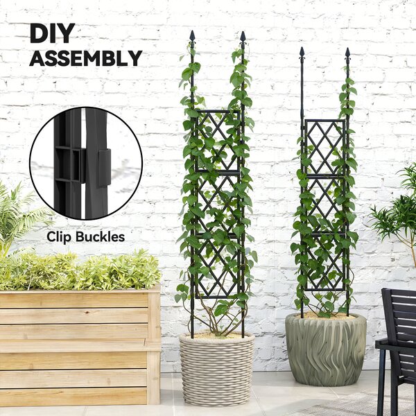 Outsunny Foldable Garden Trellis, Lattice Climbing Support Trellis for Garden, DIY Assembly, 85 x 197 cm, Black