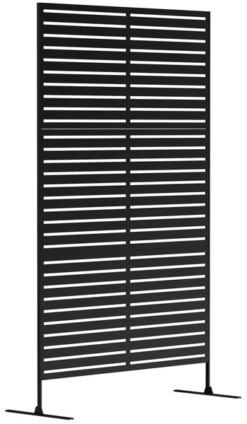 Outsunny Decorative Privacy Fence Screen, Metal Outdoor Privacy Screen Climbing Plant Trellis with Stand, 122 x 198 cm, Black