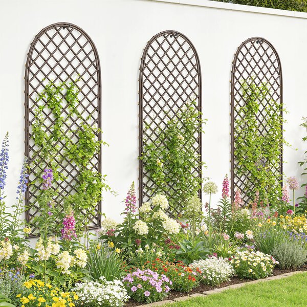 Outsunny Garden Arch, Garden Arbor with 8mm Wicker and Dome Top, Natural Wood Finish
