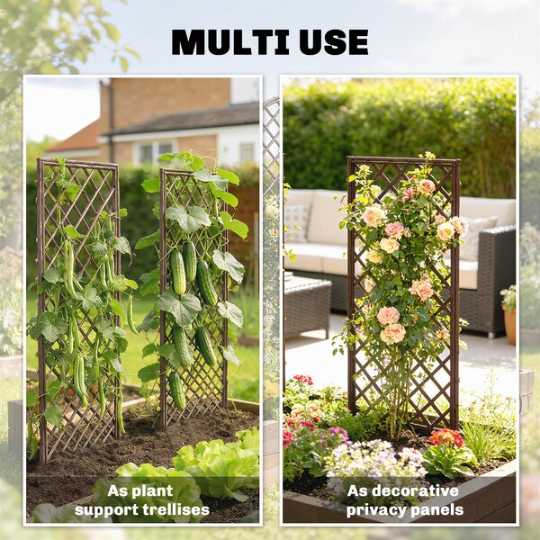 Outsunny Garden Arch, Garden Arbor with 8mm Wicker and Flat Top, Natural Wood Finish
