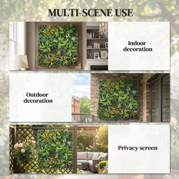 Outsunny Grass Wall Panels, 100 x 100 cm Artificial Grass Wall Decor with Tie Connectors, Greenery Backdrop Panels, Green