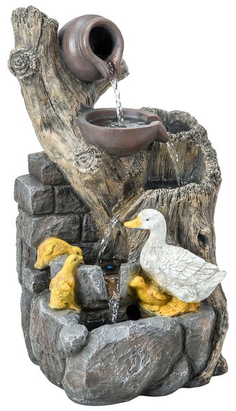 Outsunny 5-Tier Outdoor Waterfall Fountain, Freestanding Self-Contained Cascading Water Feature Garden Landscape