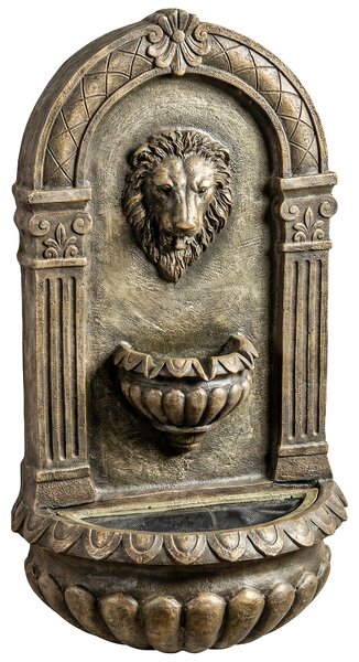 Outsunny Wall-Mounted Water Fountain, 3-Tier Cascading Waterfall with LED Lights and Adjustable Flow for Patio, Rustic Brown