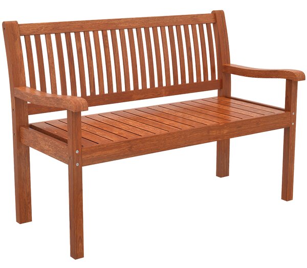 Outsunny Garden Bench 2 Seater, Wooden Outdoor Bench with Waterproof Cover, Garden Seat with Ergonomic Backrest
