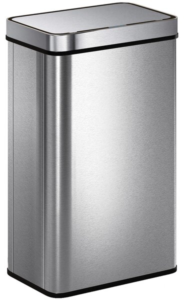 HOMCOM 60 L Sensor Can, Sensor Bin with Soft-Close Lid, Fingerprint-Proof Stainless Steel, Silver Tone