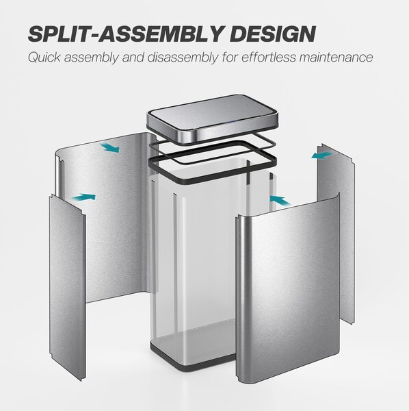 HOMCOM 60 L Sensor Can, Sensor Bin with Soft-Close Lid, Fingerprint-Proof Stainless Steel, Silver Tone