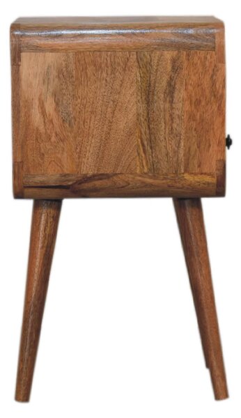 100% Solid Mango Wood Mini Bedside Table with Unique Grain, Handcrafted Desk with Drawer and Open Shelf, 30L x 30W x 55H cm, Brown Aosom UK