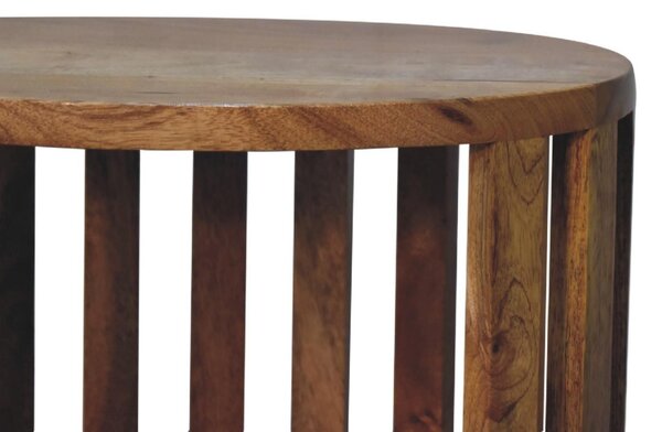 Ariella 100% Solid Mango Wood Single-Shelf Bedside Table with Nordic Legs, Hand-finished Desk with Open Shelf, 26L x 36W x 40H cm, Brown Aosom UK