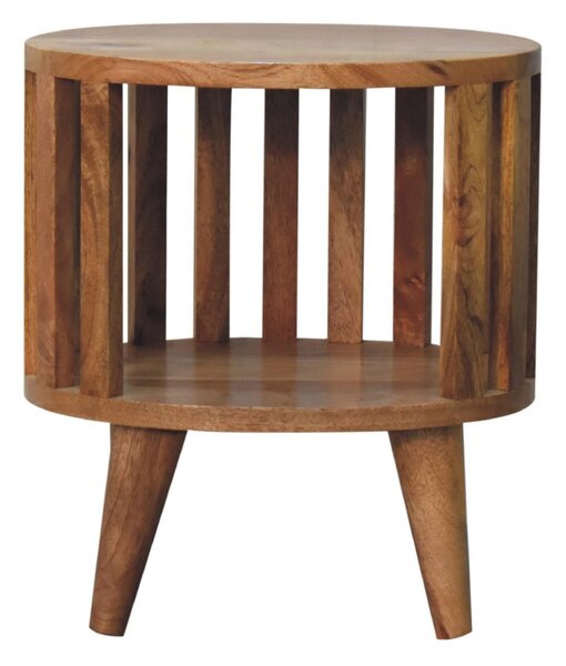 Ariella 100% Solid Mango Wood Single-Shelf Bedside Table with Nordic Legs, Hand-finished Desk with Open Shelf, 26L x 36W x 40H cm, Brown Aosom UK