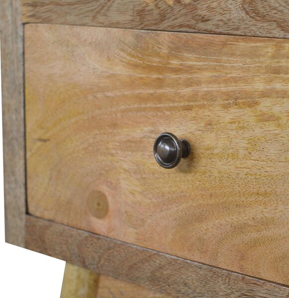 Solid Wood Nordic Bedside Table with 2 Smooth-Glide Drawers, Circular Design, Bedside Cabinet with Unique Grain, 38L x 45W x 60H cm, Brown Aosom UK