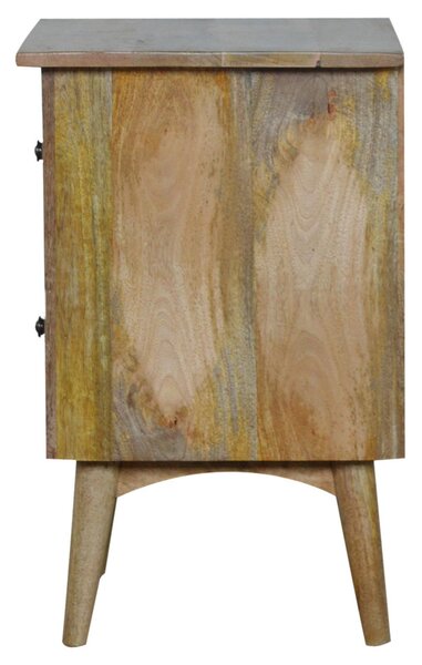 Solid Wood Nordic Bedside Table with 2 Smooth-Glide Drawers, Circular Design, Bedside Cabinet with Unique Grain, 38L x 45W x 60H cm, Brown Aosom UK