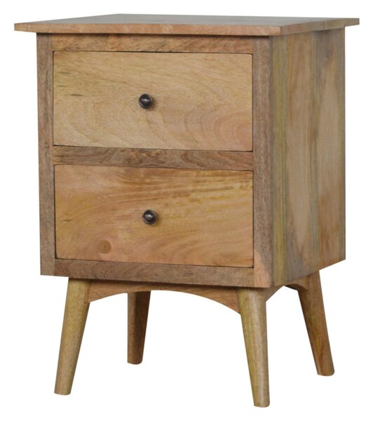 Solid Wood Nordic Bedside Table with 2 Smooth-Glide Drawers, Circular Design, Bedside Cabinet with Unique Grain, 38L x 45W x 60H cm, Brown Aosom UK