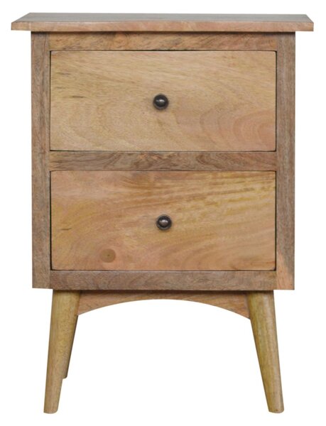 Solid Wood Nordic Bedside Table with 2 Smooth-Glide Drawers, Circular Design, Bedside Cabinet with Unique Grain, 38L x 45W x 60H cm, Brown Aosom UK