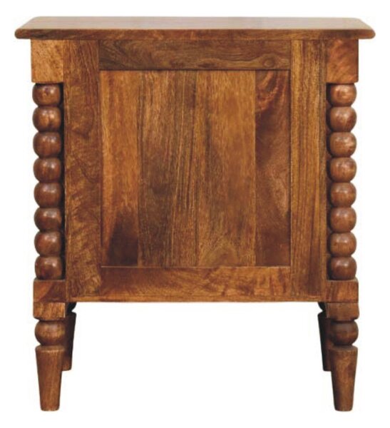 Solid Mango Wood Bedside Table with 2 Drawers, Ample Storage, Nightstand for Living Room & Bedroom, Brown Aosom UK