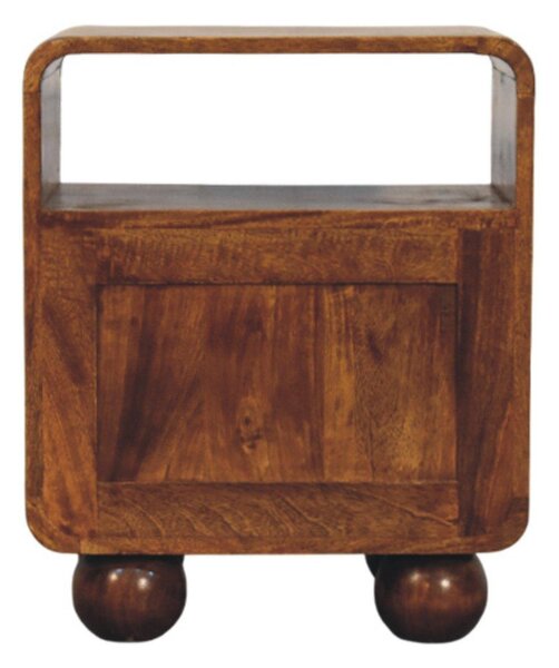Solid Mango Wood Bedside Table with 2 Smooth-Glide Drawers and Open Shelf, Eco-Friendly Desk for Living Room, 35L x 45W x 55H cm, Brown Aosom UK