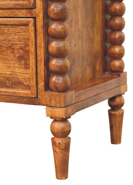 Solid Mango Wood Bedside Table with 2 Drawers, Ample Storage, Nightstand for Living Room & Bedroom, Brown Aosom UK