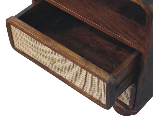 Solid Mango Wood Bedside Table with 2 Smooth-Glide Drawers and Open Shelf, Eco-Friendly Desk for Living Room, 35L x 45W x 55H cm, Brown Aosom UK