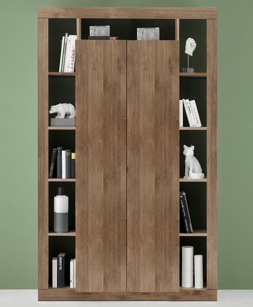 Raya Wooden Bookcase With 2 Doors In Mercure