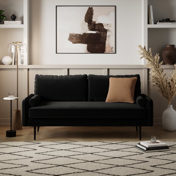 Cassie 3 Seater Velvet Sofa Black