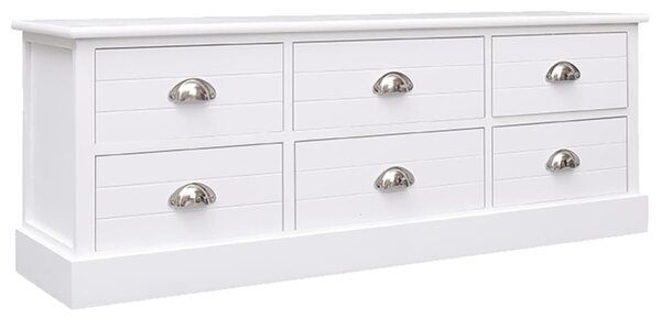 TV Cabinet White 108x30x40 cm Solid Wood Paulownia