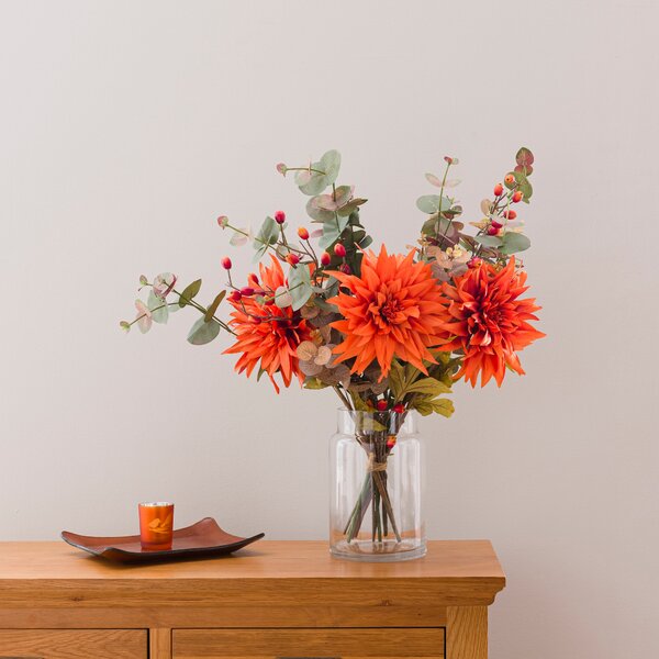 Artificial Rust Dahlia Bouquet Orange