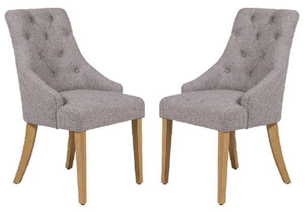 Reston Natural Dining Chairs With Oak Legs In Pair