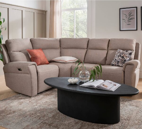 Rochester Fabric Corner Electric Recliner Sofa In Mushroom