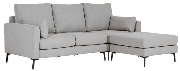 Raleigh Fabric Corner Seater Sofa With Black Legs In Greige