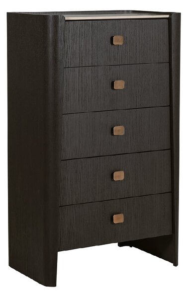 Rimouski Wooden Chest Of 5 Drawers In Ebony Brown