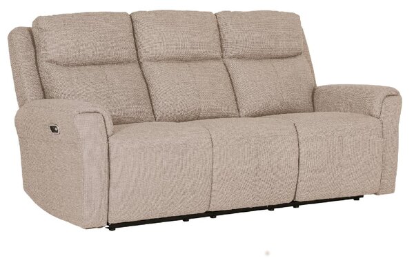 Rochester Fabric 3 Seater Electric Recliner Sofa In Mushroom