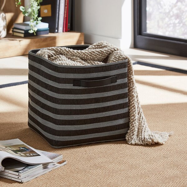 Striped Fabric Foldable Box Black and white