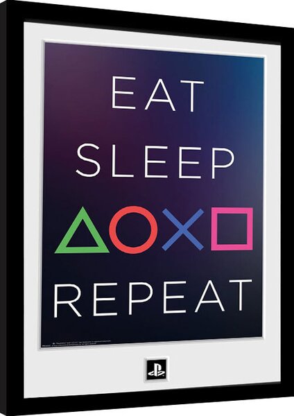 Framed poster Playstation - Eat Sleep Repeat