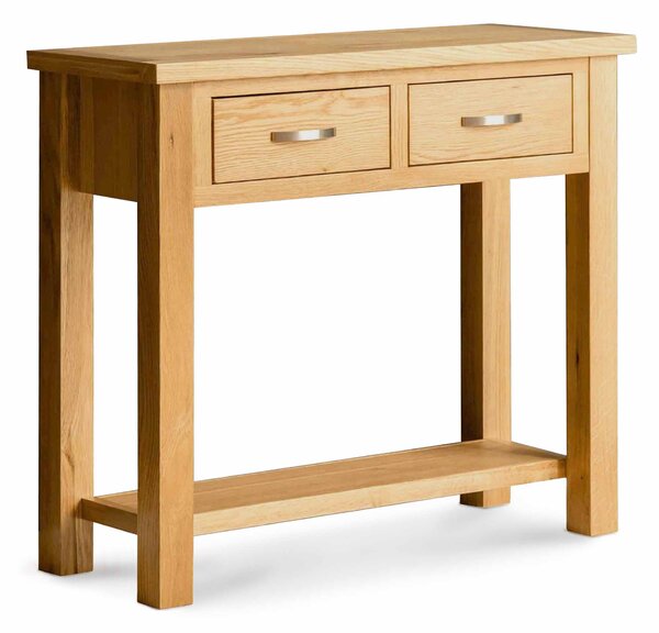 London Oak Console Table | 2 Drawers | Solid Wood | Light Oak