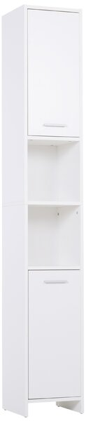HOMCOM Slim Bathroom Tall Cabinet, High Floor Cabinet Unit for Bathroom, Freestanding Storage Cabinet with 2 Doors and Adjustable Shelves, White