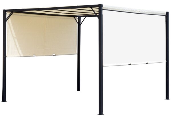 Outsunny 3 X 3 Meters Garden Metal Gazebo Party Canopy Outdoor Tent Sun Shelter Removable & Adjustable Cover Canopy Cream