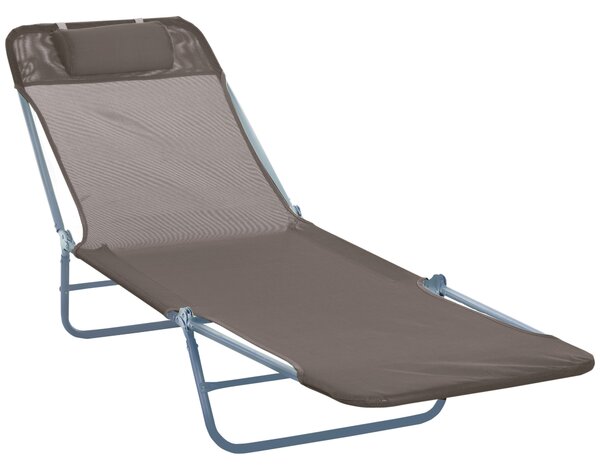 Outsunny Garden Lounger Recliner Adjustable Back Sun Bed Chair, Relaxer Furniture with Coffee Finish