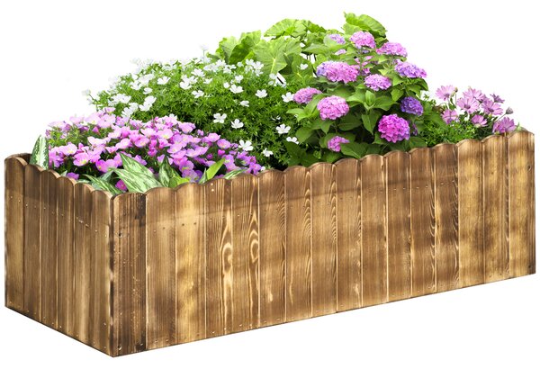 Outsunny 109L Garden Flower Raised Bed Pot Wooden Outdoor Large Rectangle Planter Vegetable Box Outdoor Herb Holder Display (100L x 40W x 30H (cm))