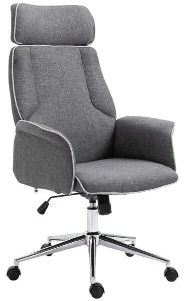 Vinsetto Office Chair Rocking Chair with Wheels Executive Adjustable High Back Grey