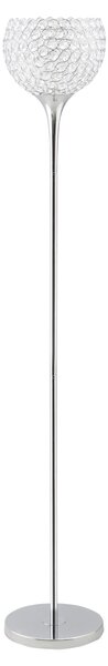HOMCOM Modern Floor Lamp with K9 Crystal Lampshade, Tall Standing Lamp with E27 Bulb Base and Foot Switch for Living Room Bedroom Study Office Silver