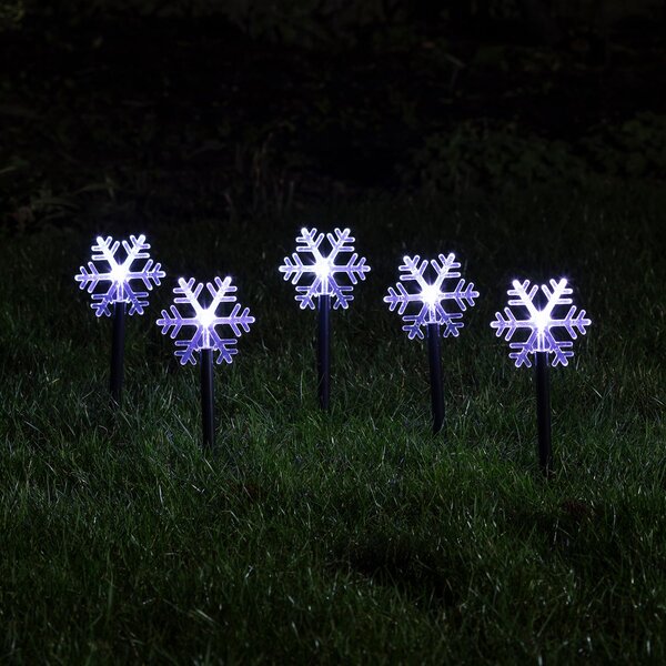 5 Acrylic Snowflake Christmas Garden Stake Lights
