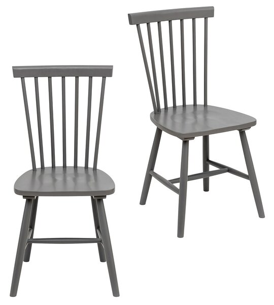Wooden Spindle Back Dining Chair - Set of 2 - Charcoal