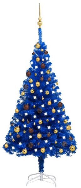 Artificial Pre-lit Christmas Tree with Ball Set Blue 150 cm PVC