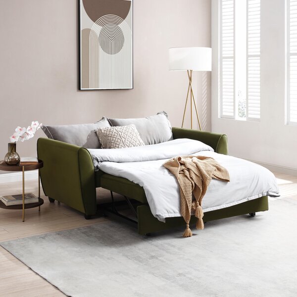 Mila Pop Up Sofa Bed, Velvet Green