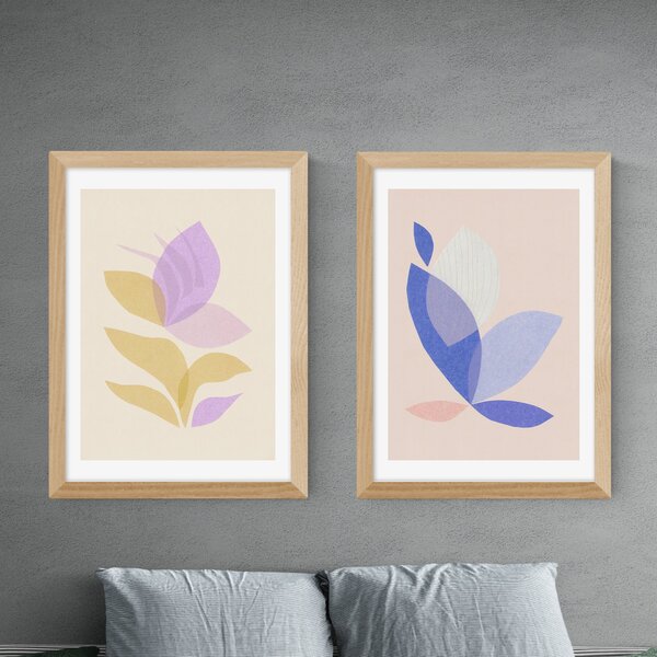 Pastel Leaf Set of 2 Prints by Alisa Galitsyna Beige/White