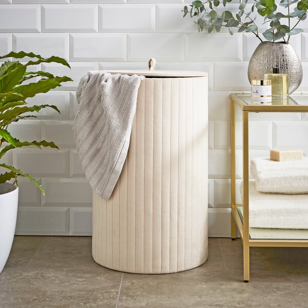 Modern Luxe Ribbed Laundry Basket Natural