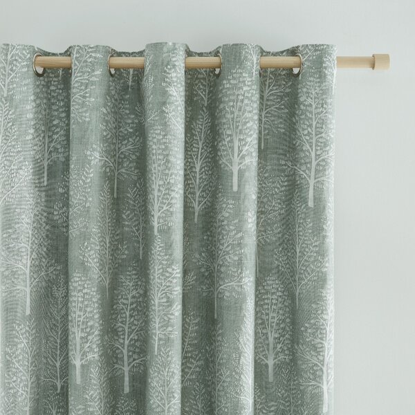 Catherine Lansfield Alder Trees Sage Green Eyelet Curtains Green