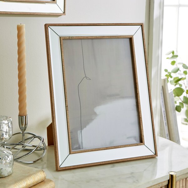 Mirror and Wood Effect Photo Frame Brown