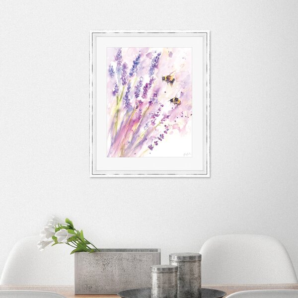 Bees & Lavander Framed Print Purple