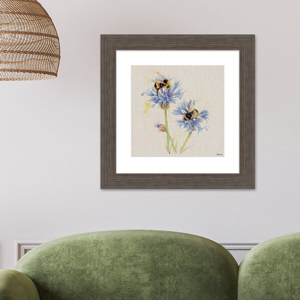 The Art Group Bees on Cornflowers Framed Print MultiColoured