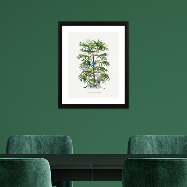 Zebra Palm Framed Print Green